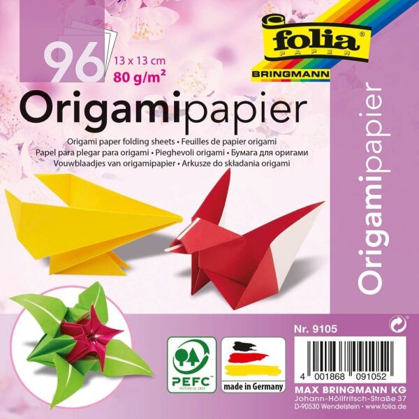 folia Faltblätter Origami mehrfarbig 96 Blatt  ( 9105 )
