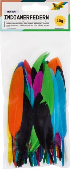 folia Federn mehrfarbig Indianerfedern bunt 10 g, 1 Pack