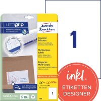AVERY Zweckform Etiketten 6119 weiß 210,0 x 297,0...