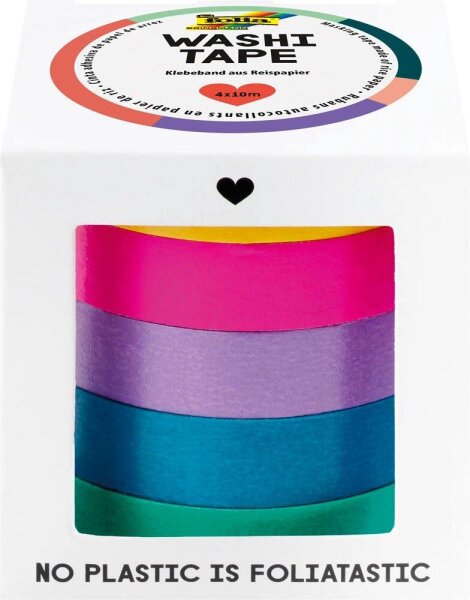 folia Washi Tape UNI BASIC Deko-Klebeband matt 10,0 mm x 10,0 m 5 Rollen