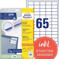 AVERY Zweckform Etiketten 6121 weiß 38,0 x 21,2 mm,...