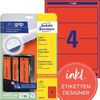 AVERY Zweckform Ordneretiketten L4766-20 rot, 20 Blatt