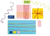 folia Kordel Papier farbig rauh pink, rot, gelb, grün, blau; 3,0 mm x 5x 5,0 m