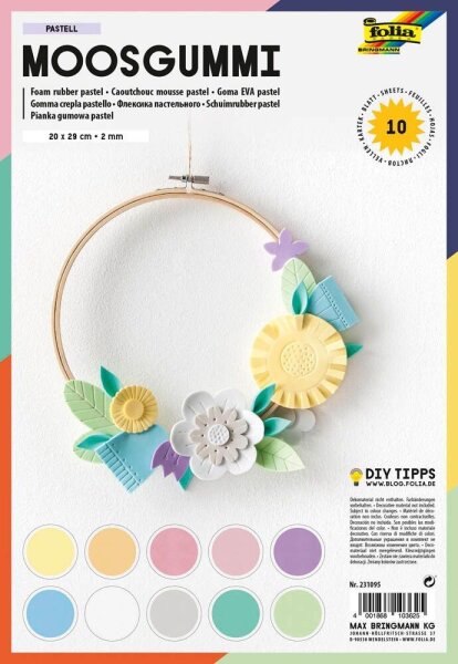 folia Moosgummi pastell mehrfarbig 10 Blatt