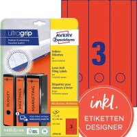 AVERY Zweckform Ordneretiketten L4752-20 rot, 20 Blatt