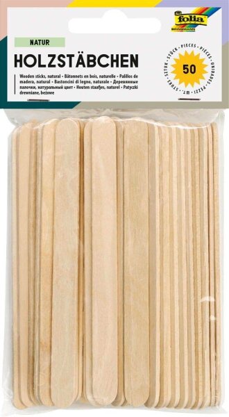 folia Bastelholz natur Holzstäbchen, 50 St.