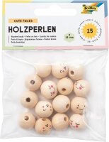 folia Bastelset Holzperlen Gesicht natur
