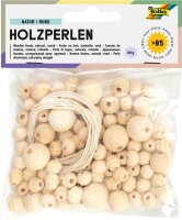 folia Bastelset Holzperlen natur braun
