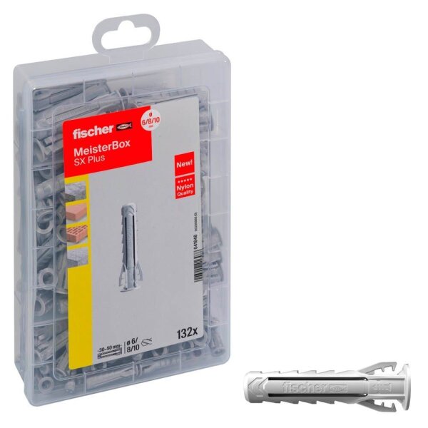fischer Meister-Box - SX Plus 41648 Spreizdübel-Sortiment, 132-teilig