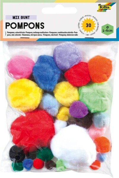 folia Pompons mehrfarbig Mix Ø 1,0-5,0 cm, 1 Pack