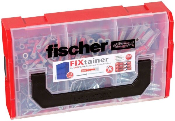 fischer L-Boxx mini DuoPower 535969 Dübel- und Schrauben-Sortiment, 210-teilig