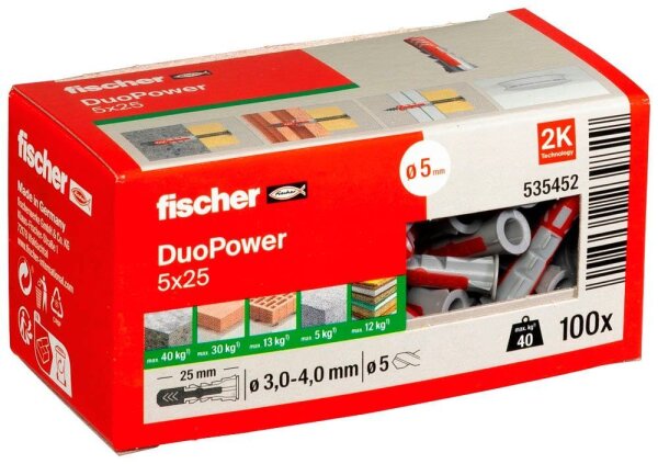 fischer DuoPower 5x25 2K 535452 Universaldübel Ø 5 mm x 25 mm, 100 St.