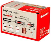 fischer DuoPower 6x30 S 2K 535459 Dübel mit Schrauben Ø 6 mm x 30 mm, 50 St.