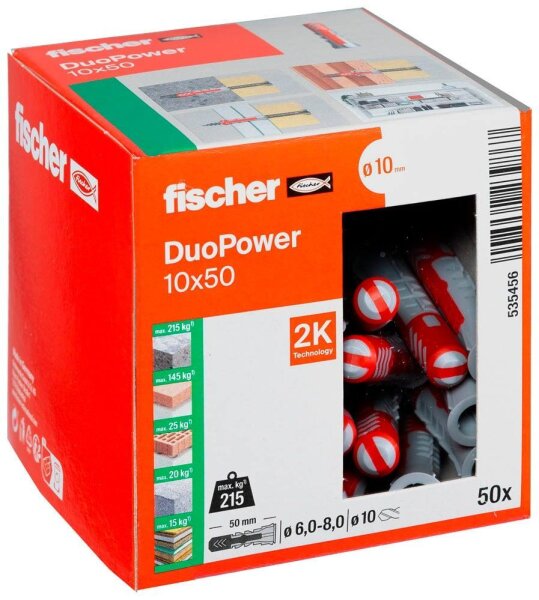 fischer DuoPower 10x50 2K 535456 Universaldübel Ø 10 mm x 50 mm, 50 St.