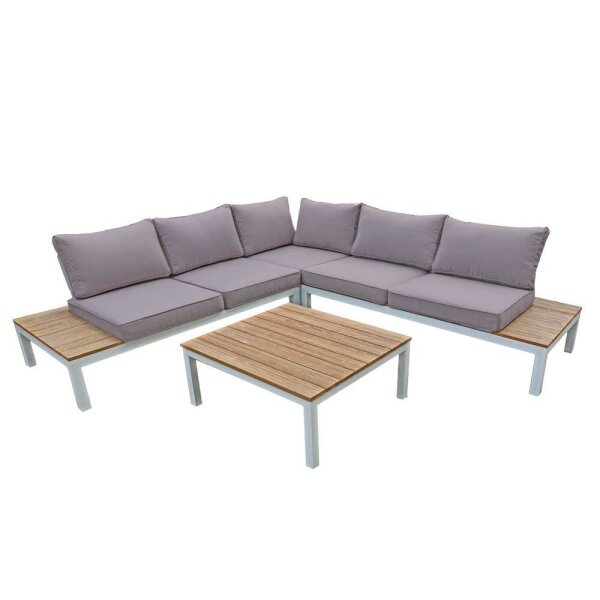 Garden Pleasure Loungegruppe VALENTINA grau, weiß Holz, Metall, 15-teilig