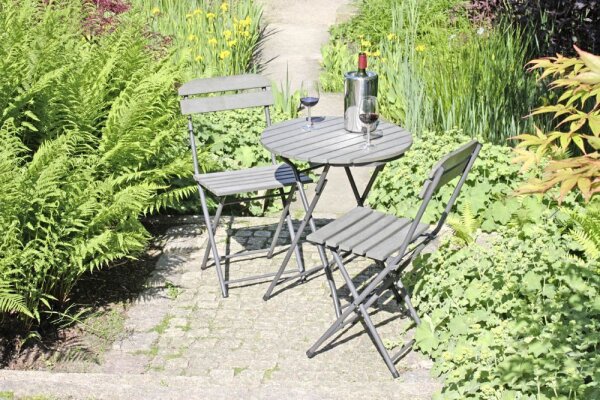 Garden Pleasure Sitzgruppe Lugo, grau Kunststoff, Metall, 3-teilig