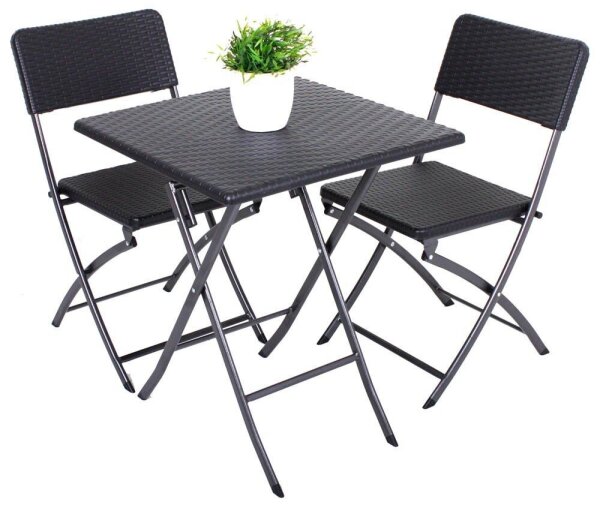 Garden Pleasure Sitzgruppe Ventana, schwarz Kunststoff, Metall, 3-teilig