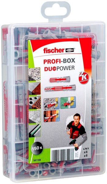 fischer Profi-Box - DuoPower kurz/lang 2K 541108 Universaldübel-Sortiment, 150-teilig
