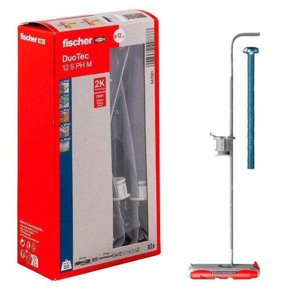 fischer DuoTec 12 S PH M 2K 542591 Dübel mit Schrauben Ø 12 mm x 46 mm, 10 St.