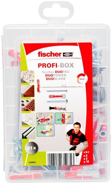 fischer Profi-Box - DouTec DuoPower DuoBlade 2K 548861 Dübel- und Schrauben-Sortiment, 59-teilig