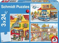 Schmidt Feuerwehr & Polizei Puzzle, 3 x 24 Teile