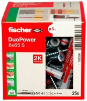 fischer DuoPower 8x65 S 2K 538256 Dübel mit Schrauben Ø 8 mm x 65 mm, 25 St.