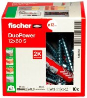 fischer DuoPower 12x60 S 2K 538258 Dübel mit Schrauben Ø 12 mm x 60 mm, 10 St.