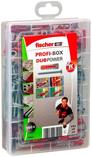 fischer Profi-Box DuoPower + S 2K 538622 Universaldübel-Sortiment, 160-teilig