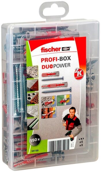 fischer Profi-Box - DuoPower 2K 541109 Dübel- und Schrauben-Sortiment, 150-teilig