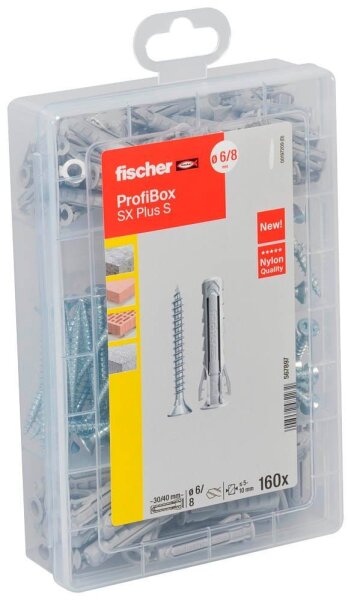 fischer Profi-Box - SX Plus + S 567897 Dübel- und Schrauben-Sortiment, 160-teilig