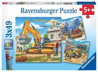Ravensburger Große Baufahrzeuge Puzzle, 3 x 49 Teile