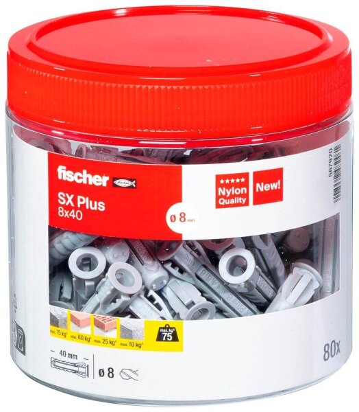 fischer SX Plus 567920 Spreizdübel Ø 8 mm x 40 mm, 80 St.