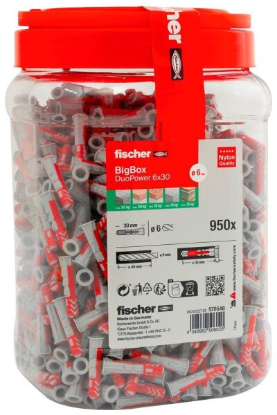 fischer BigBox - DuoPower 6x30 570548 Universaldübel Ø 6 mm x 30 mm, 950 St.