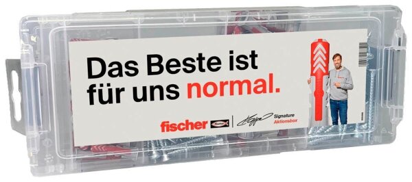 fischer MiniFixTainer - DuoPower + S Klopp 568544 Dübel- und Schrauben-Sortiment, 160-teilig
