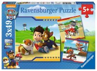 Ravensburger Paw Patrol Helden mit Fell Puzzle, 3 x 49 Teile