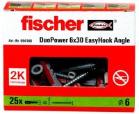 fischer EasyHook Angle - DuoPower 6x30 2K 564168 Dübel mit Schrauben, 25 St.