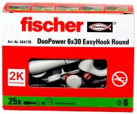 fischer EasyHook Round - DuoPower 6x30 2K 564170 Dübel mit Schrauben, 25 St.