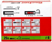 fischer EasyHook Round - DuoPower 6x30 2K 564170 Dübel mit Schrauben, 25 St.