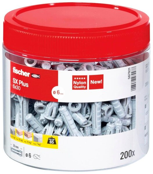 fischer SX Plus 6x30 567921 Spreizdübel Ø 6 mm x 30 mm, 200 St.