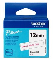 brother Schriftband Btag BTAG232, 12 mm, rot auf...