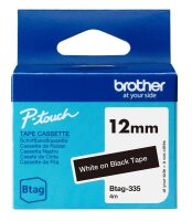 brother Schriftband Btag BTAG335, 12 mm, weiß auf...
