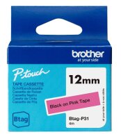 brother Schriftband Btag BTAGP31, 12 mm, schwarz auf...