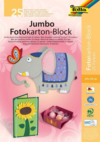 folia Fotokarton JUMBO farbsortiert 300 g/qm 25 Blatt