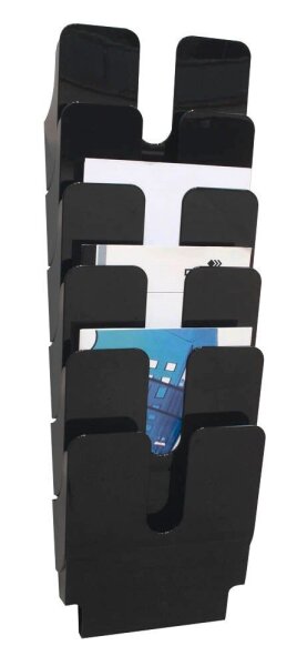 DURABLE Wandprospekthalter Flexiplus schwarz DIN A4 hoch 6 Fächern 24,7 x 10,0 x 74,5 cm, 1 St.