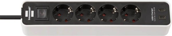 brennenstuhl Ecolor USB-C 4-fach Steckdosenleiste mit Schalter 1,5 m weiß mit USB-Buchse