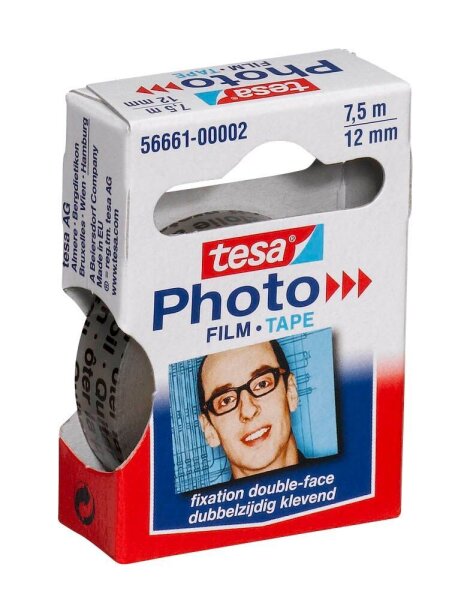 tesa Photo Film 56661 doppelseitiges Klebeband 12,0 mm x 7,5 m, 1 Rolle