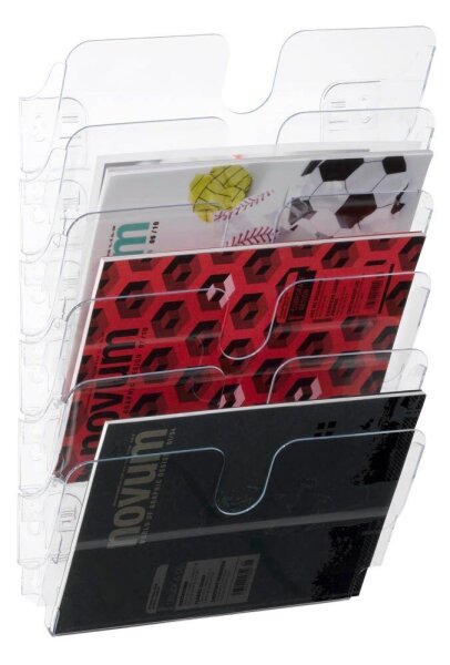 DURABLE Wandprospekthalter Flexiplus transparent DIN A4 quer 6 Fächern 34,0 x 10,0 x 52,0 cm, 1 St.