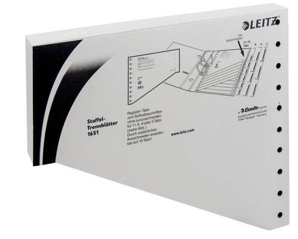 LEITZ Trennblätter 1651 DIN A4 blanko grau, 200 g/qm, 100 St.