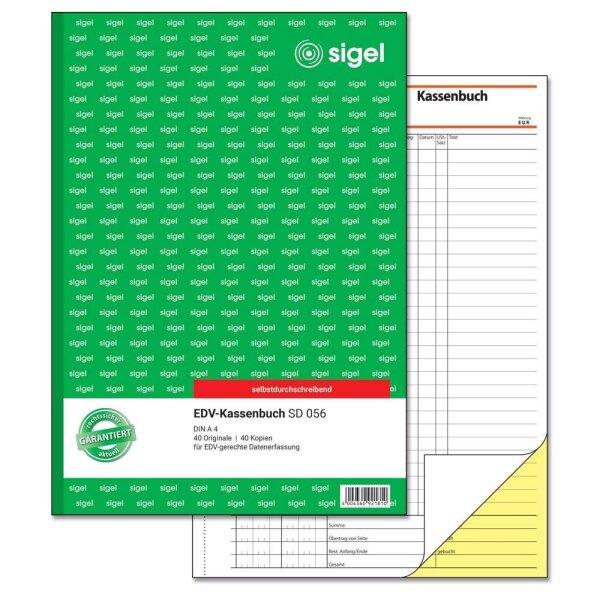 SIGEL Kassenbuch/EDV Formularbuch SD056, 1 St.