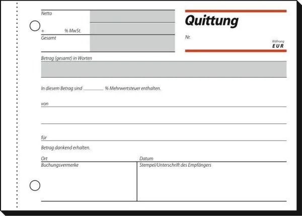 SIGEL Quittung, MwSt. separat ausgewiesen Formularbuch...